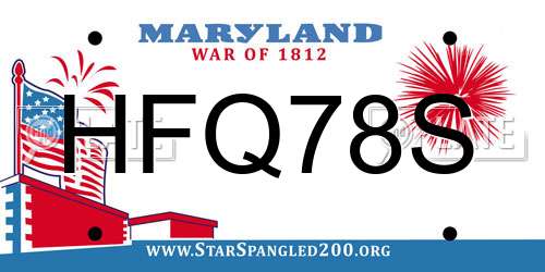 HFQ78S Maryland License Plate