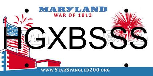 HGXBSSS Maryland License Plate