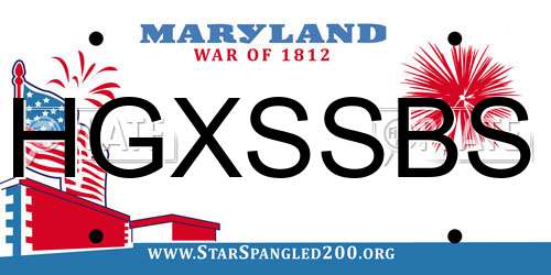 HGXSSBS Maryland License Plate