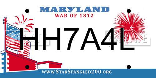 HH7A4L Maryland License Plate