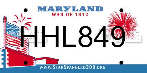 HHL849 Maryland License Plate