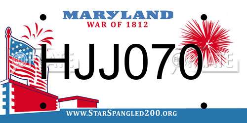 HJJ070 Maryland License Plate