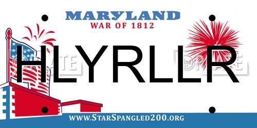 HLYRLLR Maryland License Plate