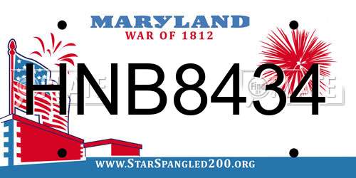 HNB8434 Maryland License Plate