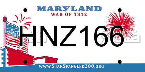 HNZ166 Maryland License Plate