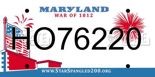 HO76220 Maryland License Plate
