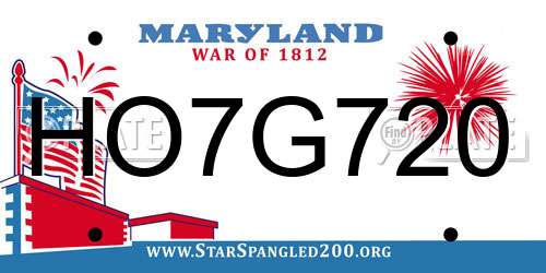 HO7G720 Maryland License Plate