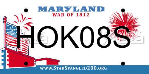 HOK08S Maryland License Plate