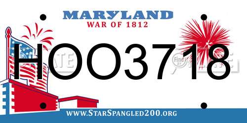 HOO3718 Maryland License Plate