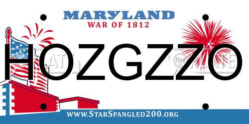 HOZGZZO Maryland License Plate