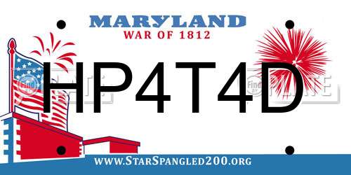 HP4T4D Maryland License Plate