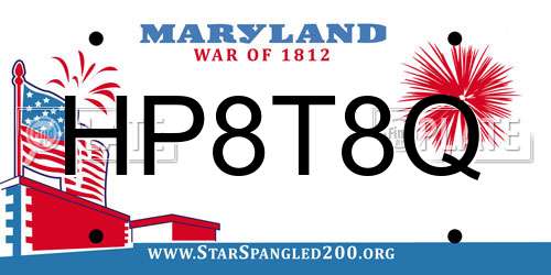 HP8T8Q Maryland License Plate