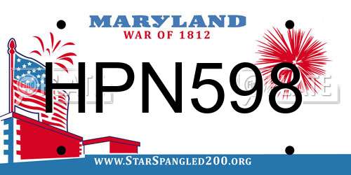 HPN598 Maryland License Plate