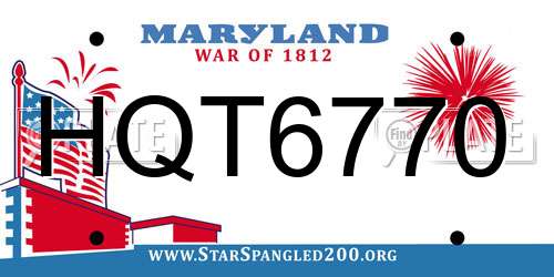 HQT6770 Maryland License Plate