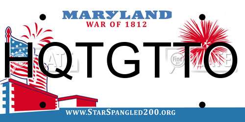 HQTGTTO Maryland License Plate