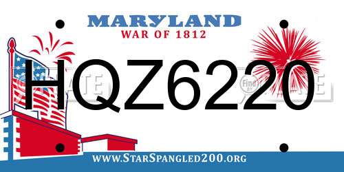 HQZ6220 Maryland License Plate