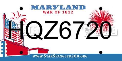 HQZ6720 Maryland License Plate