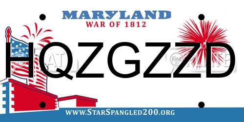 HQZGZZD Maryland License Plate