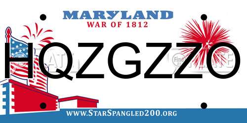 HQZGZZO Maryland License Plate