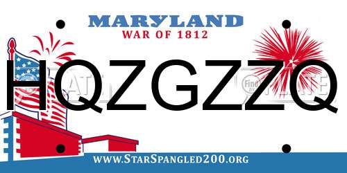 HQZGZZQ Maryland License Plate