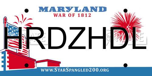 HRDZHDL Maryland License Plate