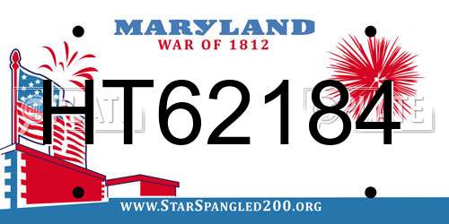 HT62184 Maryland License Plate