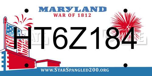 HT6Z184 Maryland License Plate