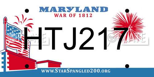 HTJ217 Maryland License Plate