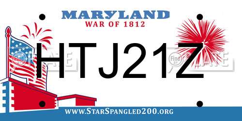 HTJ21Z Maryland License Plate