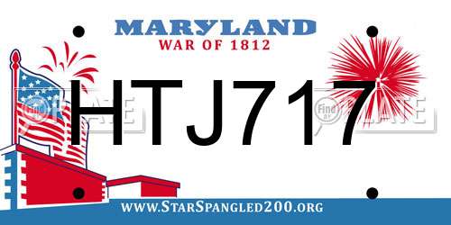 HTJ717 Maryland License Plate