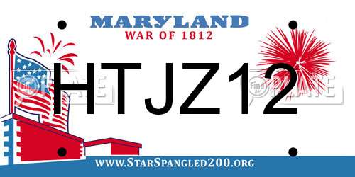 HTJZ12 Maryland License Plate