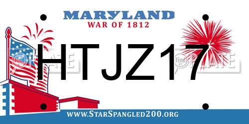 HTJZ17 Maryland License Plate