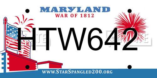 HTW642 Maryland License Plate