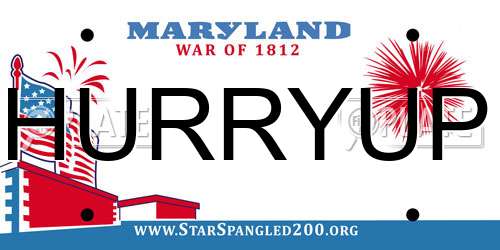 HURRYUP Maryland License Plate