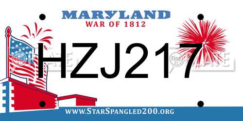HZJ217 Maryland License Plate