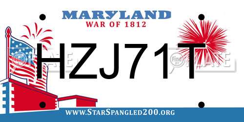 HZJ71T Maryland License Plate