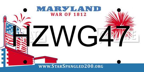 HZWG47 Maryland License Plate