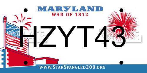 HZYT43 Maryland License Plate