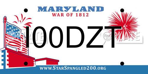 I00DZT Maryland License Plate