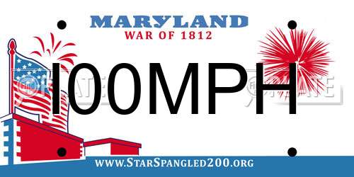 I00MPH Maryland License Plate