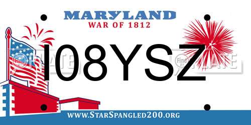 I08YSZ Maryland License Plate