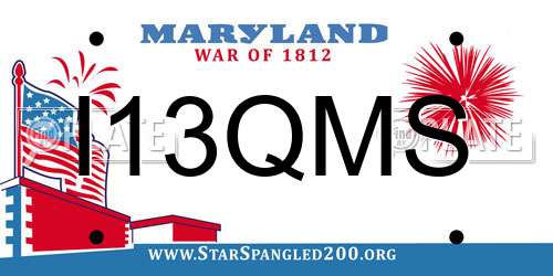 I13QMS Maryland License Plate