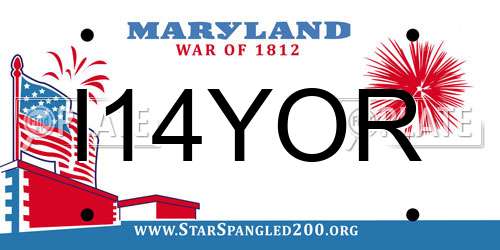 I14YOR Maryland License Plate