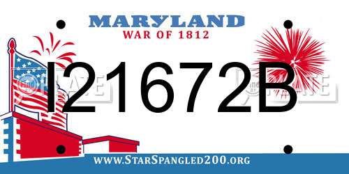 I21672B Maryland License Plate