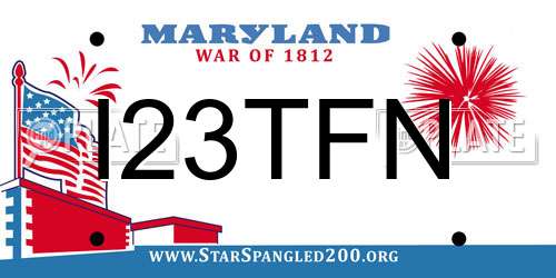 I23TFN Maryland License Plate