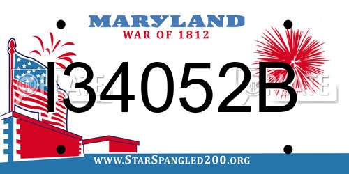 I34052B Maryland License Plate