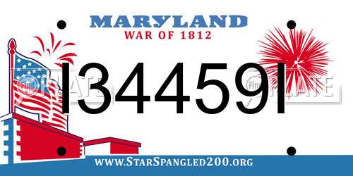I34459I Maryland License Plate