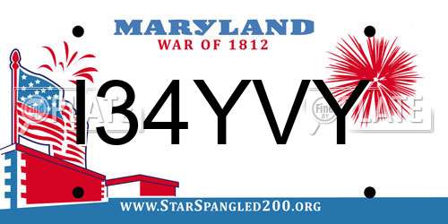 I34YVY Maryland License Plate