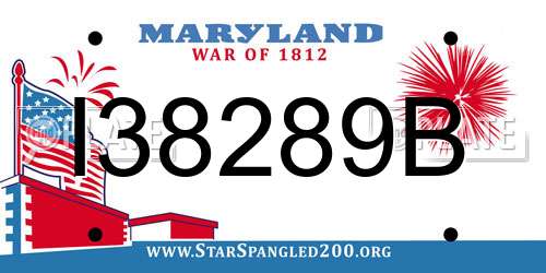 I38289B Maryland License Plate