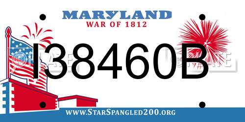 I38460B Maryland License Plate